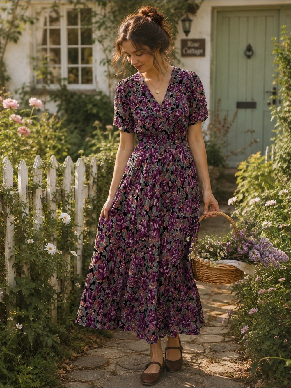 E.D. Michaels By Melanie Druckers Size 9 Purple Floral Party Dress 80’s